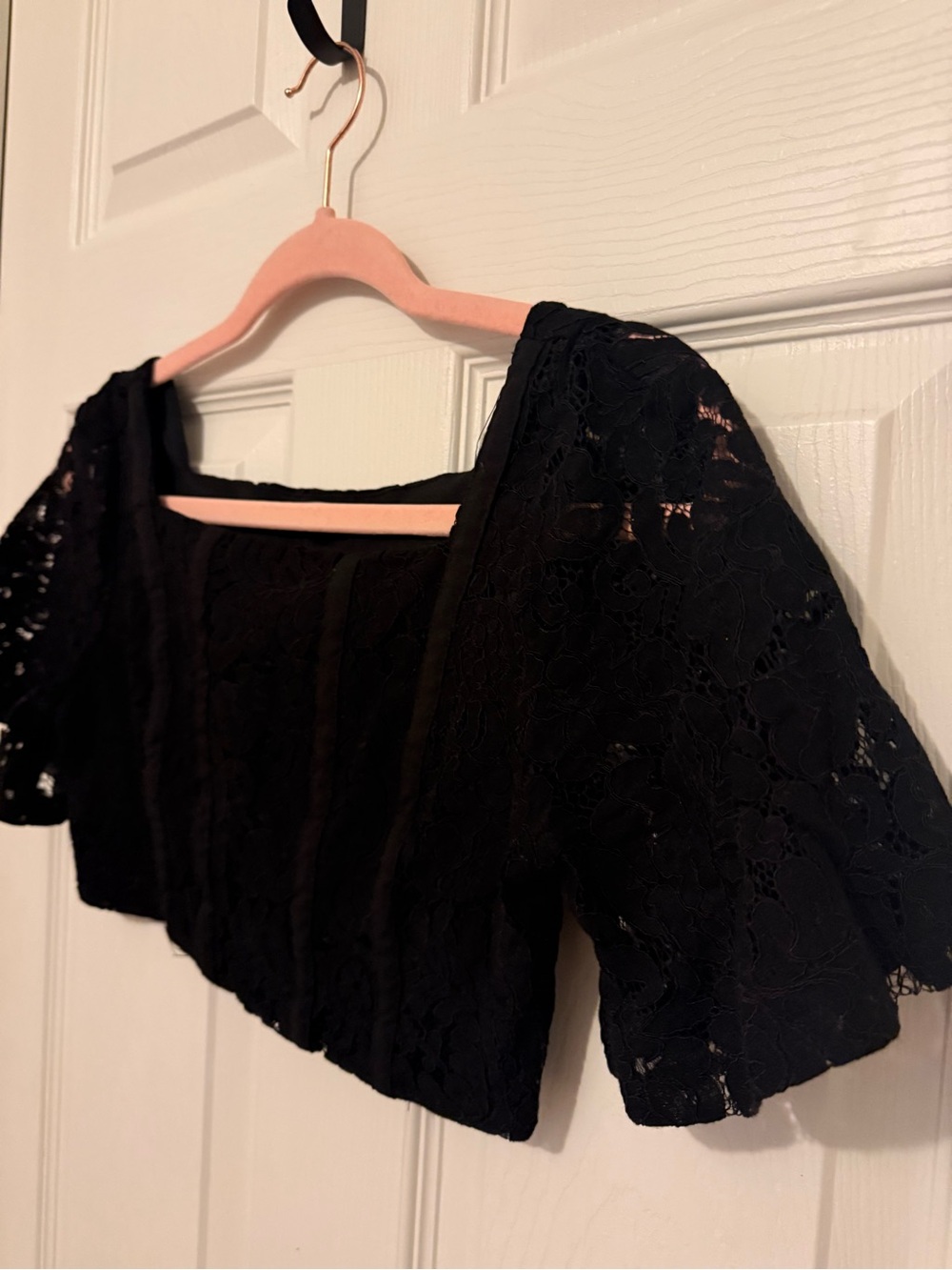 Zara Black Lace Crop Top with Square Neck
